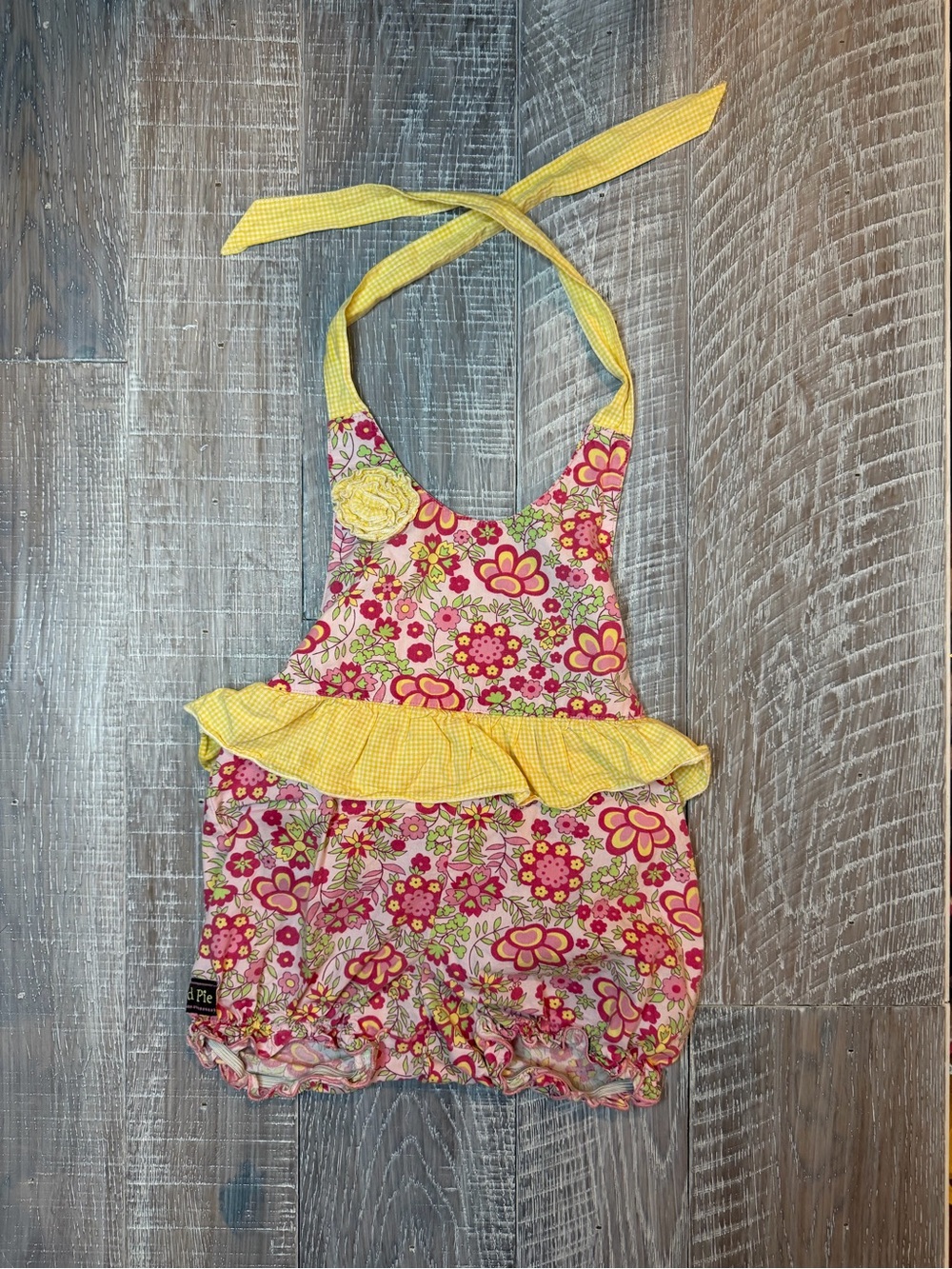 Mustard Pie Floral Pink & Yellow Halter Romper